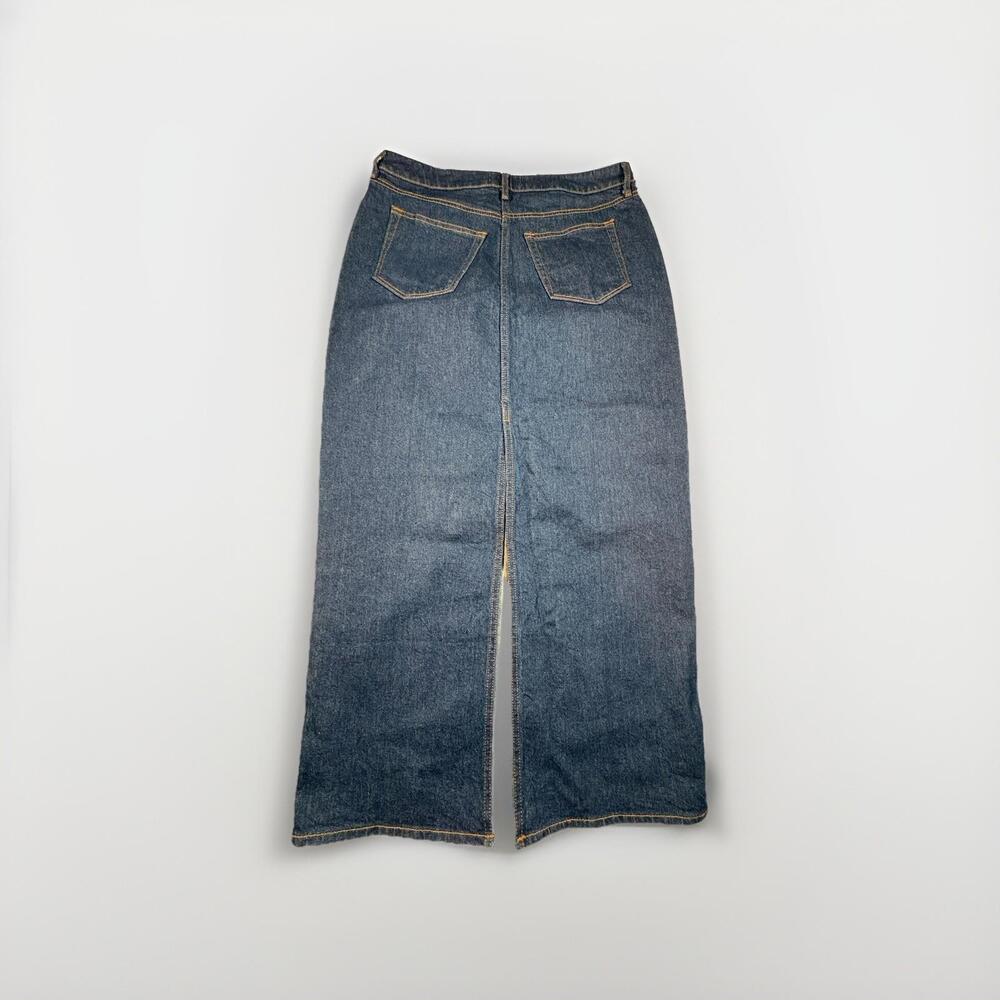 NWT Loft Long Blue Denim Jean Skirt Back Slit Size Petite 8 (A30) - Picture 5 of 6